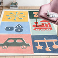 Unique children's carpet Colorful cars & roads Duck tank Plane pattern carpet Polyester Pet-friendly carpet for the children's room