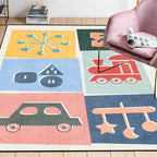 Unique children's carpet Colorful cars & roads Duck tank Plane pattern carpet Polyester Pet-friendly carpet for the children's room
