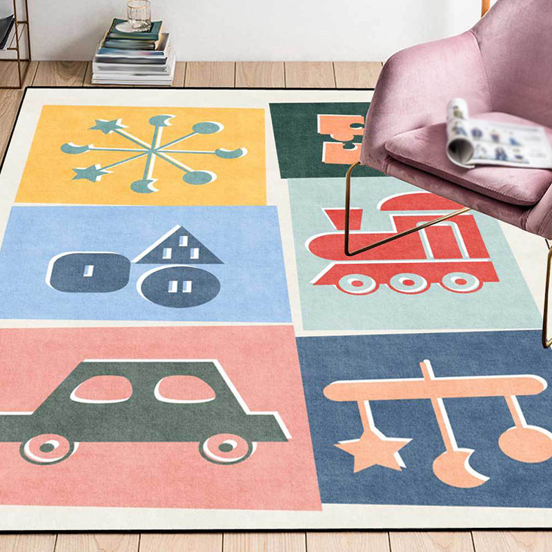 Unique children's carpet Colorful cars & roads Duck tank Plane pattern carpet Polyester Pet-friendly carpet for the children's room