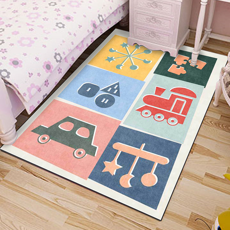 Unique children's carpet Colorful cars & roads Duck tank Plane pattern carpet Polyester Pet-friendly carpet for the children's room