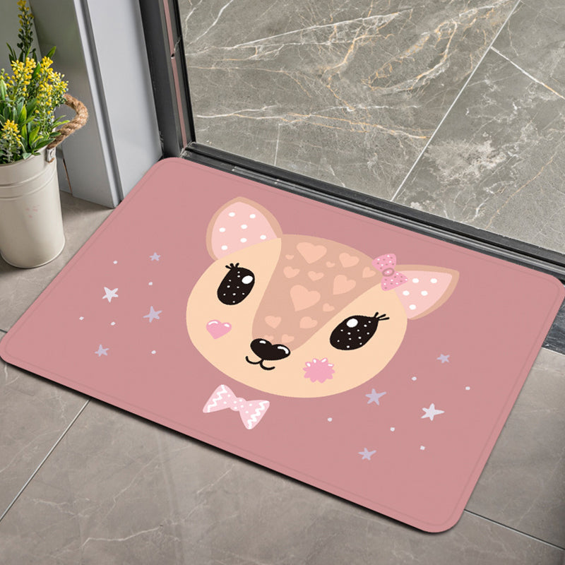 Stylish Children's Rug in Pink and Purple Animal Swan Dog Bear Pattern Rug Polyester Pet-Friendly Carpet for Children's Room