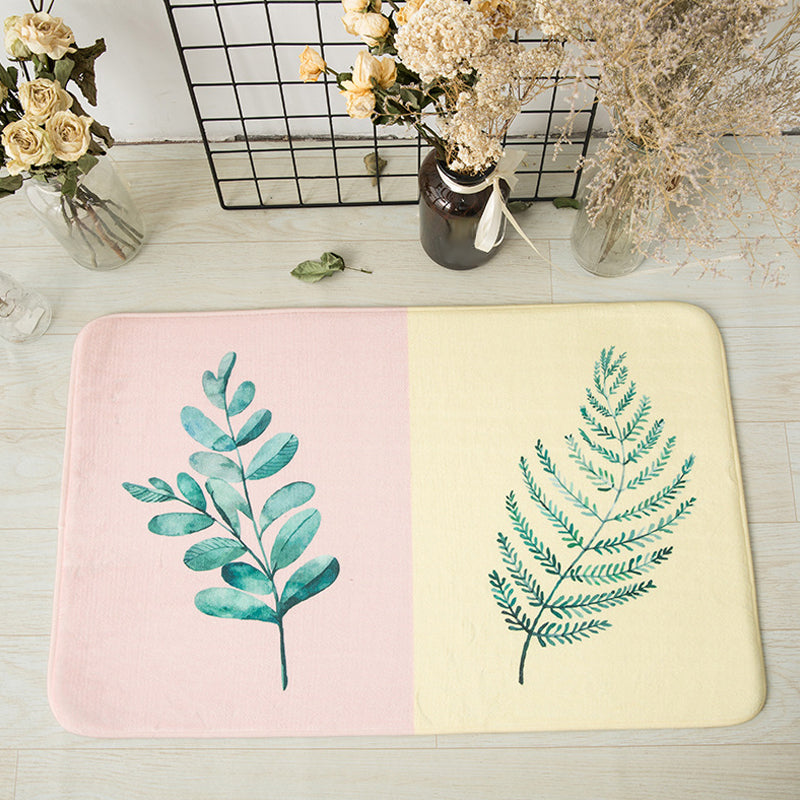 Casual Kids Rug in Pink and Yellow Botanical Cactus Aloe Pattern Rug Polyester Non-Slip Rug for the Children's Room