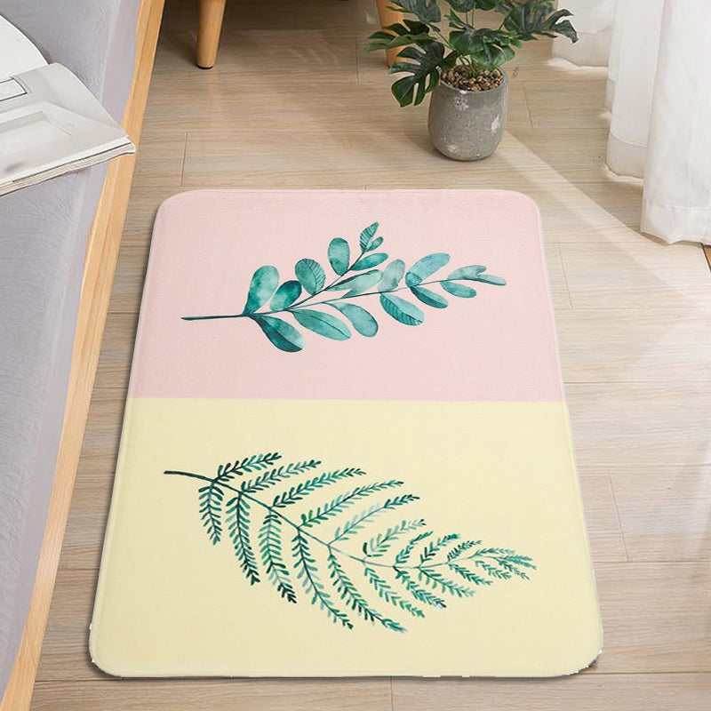 Casual Kids Rug in Pink and Yellow Botanical Cactus Aloe Pattern Rug Polyester Non-Slip Rug for the Children's Room
