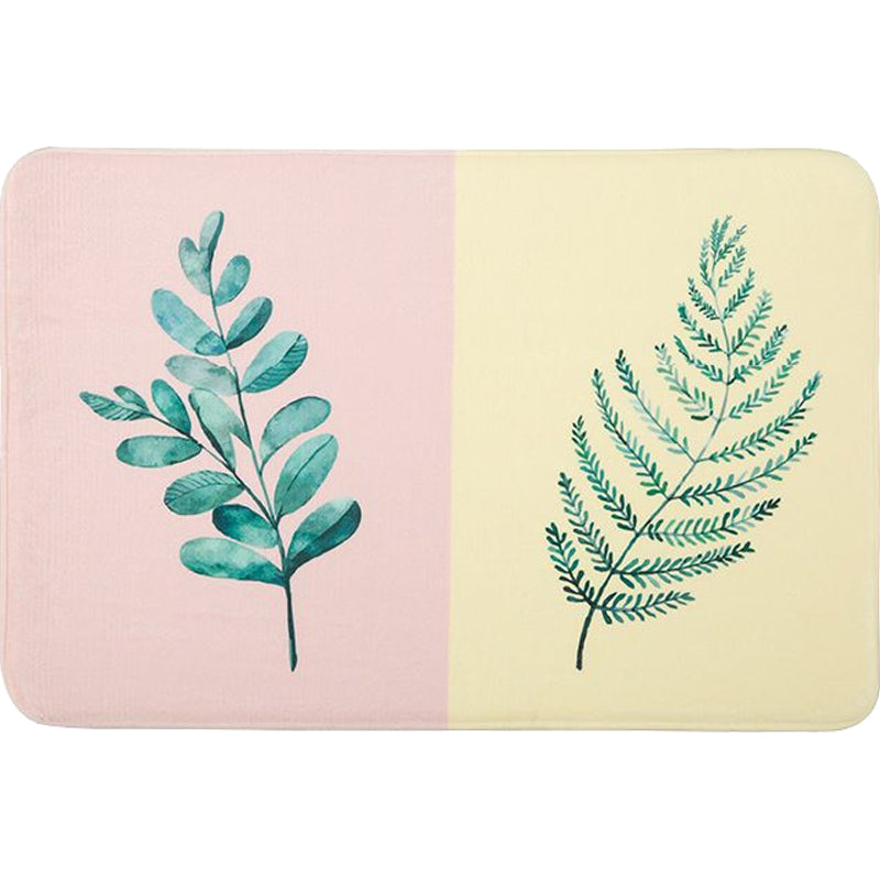 Casual Kids Rug in Pink and Yellow Botanical Cactus Aloe Pattern Rug Polyester Non-Slip Rug for the Children's Room