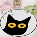 Gray Children's Room Rug Children Animal Cat Funny Facial Expression Pattern Area Rug Polyester Stain Resistant Rug