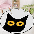 Gray Children's Room Rug Children Animal Cat Funny Facial Expression Pattern Area Rug Polyester Stain Resistant Rug