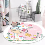 Blue and Pink Children's Room Carpet Child Animal Horse Rabbit Pattern Carpet Polyester Non-Slip Back Carpet