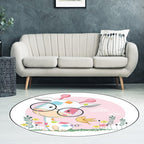 Blue and Pink Children's Room Carpet Child Animal Horse Rabbit Pattern Carpet Polyester Non-Slip Back Carpet