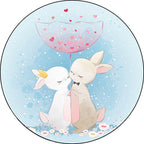 Blue and Pink Children's Room Carpet Child Animal Horse Rabbit Pattern Carpet Polyester Non-Slip Back Carpet