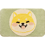 Green Children's Room Rug Kids Animal Dog Circle Pattern Area Rug Polyester Non-Slip Background Carpet