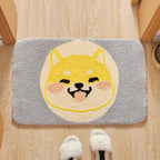 Green Children's Room Rug Kids Animal Dog Circle Pattern Area Rug Polyester Non-Slip Background Carpet