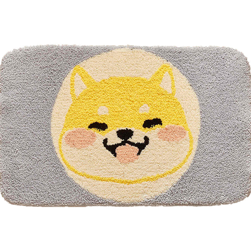 Green Children's Room Rug Kids Animal Dog Circle Pattern Area Rug Polyester Non-Slip Background Carpet