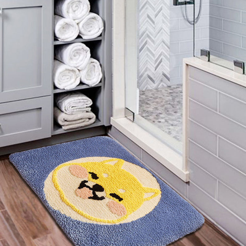 Green Children's Room Rug Kids Animal Dog Circle Pattern Area Rug Polyester Non-Slip Background Carpet