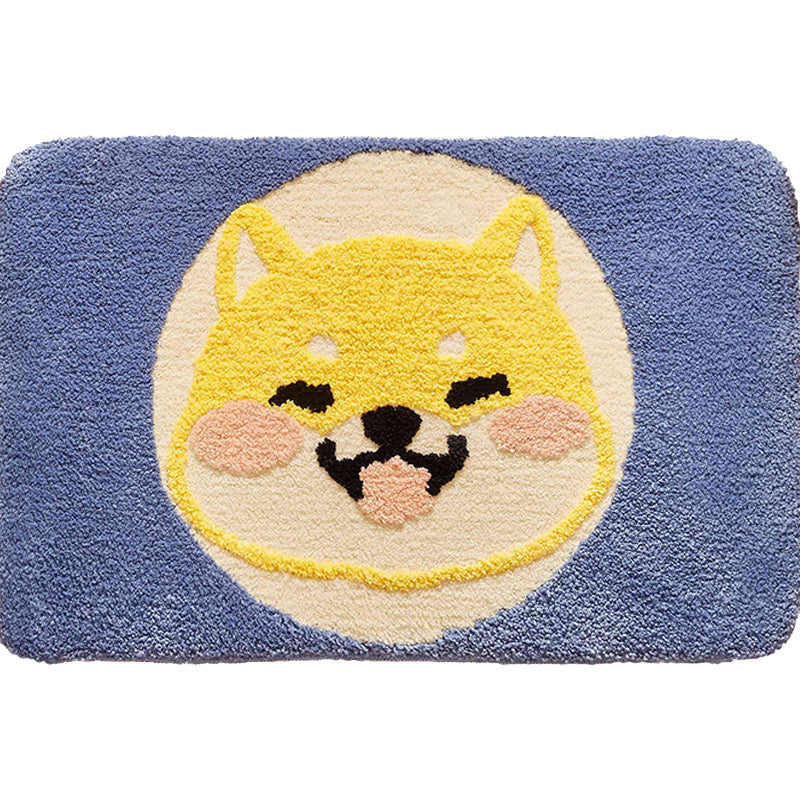 Green Children's Room Rug Kids Animal Dog Circle Pattern Area Rug Polyester Non-Slip Background Carpet