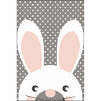 Gray Children's Room Carpet Children's Animal Rabbit Dots Pattern Area Rug Polyester Non-Slip Back Carpet