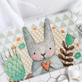 Gray Children's Room Carpet Kids Animal Rabbit Heart Flower Pattern Rug Polyester Pet Friendly Carpet