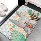 Gray Children's Room Carpet Kids Animal Rabbit Heart Flower Pattern Rug Polyester Pet Friendly Carpet