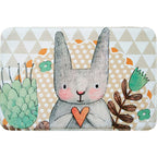 Gray Children's Room Carpet Kids Animal Rabbit Heart Flower Pattern Rug Polyester Pet Friendly Carpet