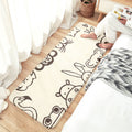 White and Grey Children's Room Rug Animal Panda Penguin Pattern Area Rug Polyester Machine Washable Rug