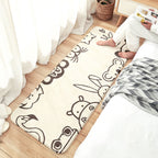 White and Grey Children's Room Rug Animal Panda Penguin Pattern Area Rug Polyester Machine Washable Rug