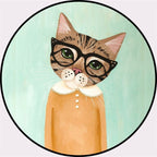 Casual Kids Rug in Pink and Blue Animal Cat Pattern Rug Polyester Stain Resistant Non-Slip Rug for the Children's Room