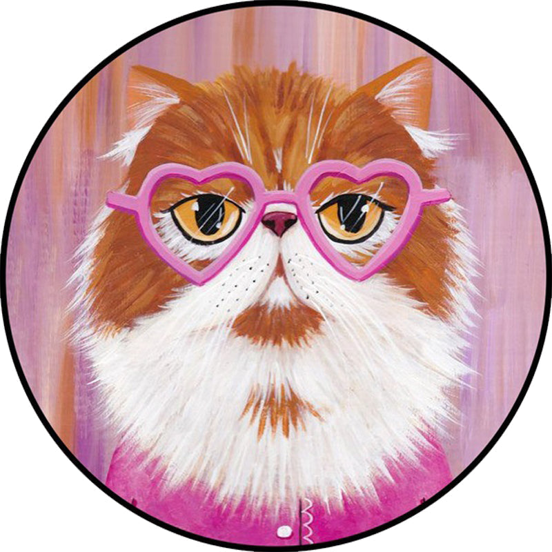 Casual Kids Rug in Pink and Blue Animal Cat Pattern Rug Polyester Stain Resistant Non-Slip Rug for the Children's Room