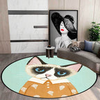 Casual Kids Rug in Pink and Blue Animal Cat Pattern Rug Polyester Stain Resistant Non-Slip Rug for the Children's Room