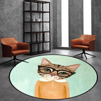 Casual Kids Rug in Pink and Blue Animal Cat Pattern Rug Polyester Stain Resistant Non-Slip Rug for the Children's Room