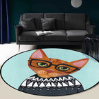 Casual Kids Rug in Pink and Blue Animal Cat Pattern Rug Polyester Stain Resistant Non-Slip Rug for the Children's Room