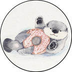 Children's Room Rug in White Animal Fox Koala Alpaca Print Rug Polyester Pet Friendly Washable Area Rug