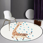 Children's Room Rug in White Animal Fox Koala Alpaca Print Rug Polyester Pet Friendly Washable Area Rug