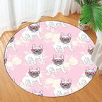 Yellow and Pink Children's Room Rug Children Animal Dog Watermelon Leaf Pattern Carpet Polyester Washable Rug