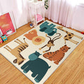 Children's room carpet in yellow animal elephant tiger lion print carpet polyester pet-friendly carpet