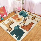 Children's room carpet in yellow animal elephant tiger lion print carpet polyester pet-friendly carpet