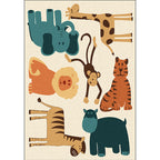 Children's room carpet in yellow animal elephant tiger lion print carpet polyester pet-friendly carpet