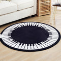 Stylish Children's Rug in Black and White Music Piano Pattern Rug Polyester Pet Friendly Carpet for Nursery