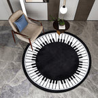 Stylish Children's Rug in Black and White Music Piano Pattern Rug Polyester Pet Friendly Carpet for Nursery