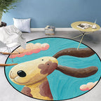 Kids' bedroom rug in blue animal dog cloud pattern rug polyester machine washable rug