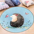 Kids Bedroom Carpet in Blue Animal Elephant Rabbit Hedgehog Print Carpet Polyester Pet-Friendly Area Rug