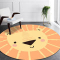 Children’s Bedroom Carpet in Yellow Animal Lion Print Carpet Polyester Pet-Friendly Non-Slip Carpet