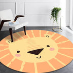 Children’s Bedroom Carpet in Yellow Animal Lion Print Carpet Polyester Pet-Friendly Non-Slip Carpet