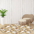 Children's room carpet in brown and pink animal dog cat print carpet polyester non-slip back carpet