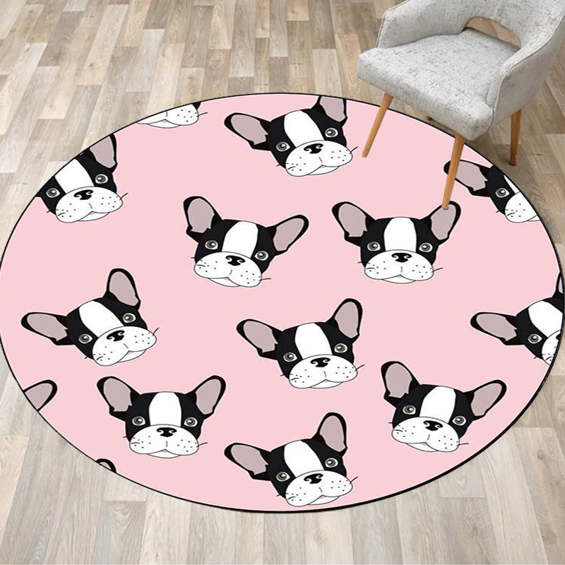 Children's room carpet in brown and pink animal dog cat print carpet polyester non-slip back carpet