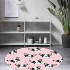 Children's room carpet in brown and pink animal dog cat print carpet polyester non-slip back carpet