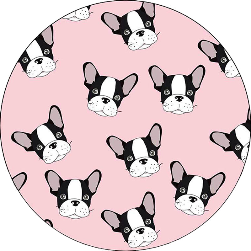 Children's room carpet in brown and pink animal dog cat print carpet polyester non-slip back carpet