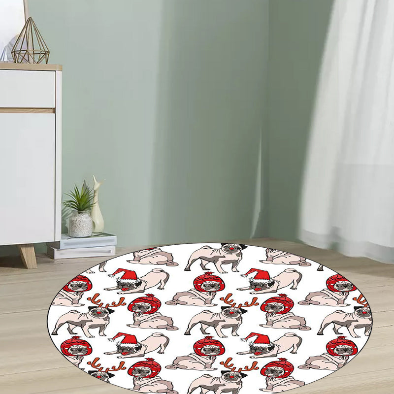 Children's room carpet in brown and pink animal dog cat print carpet polyester non-slip back carpet