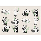 Ivory Kids Room Rug Kids Animal Panda Bird Pattern Rug Polyester Non-Slip Machine Washable Rug