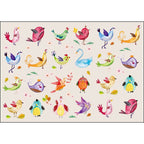Ivory Kids Room Rug Kids Animal Panda Bird Pattern Rug Polyester Non-Slip Machine Washable Rug