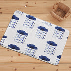 Children's Room Carpet in White Fairy Tale Clouds Rain Print Carpet Polyester Non-Slip Back Area Rug