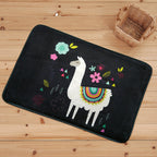 Blue and Black Children's Room Rug Animal Alpaca Pattern Carpet Polyester Stain Resistant Rug